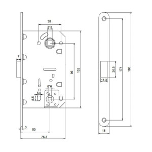 Защелка врезная Vela V1895-BL магнитная черный