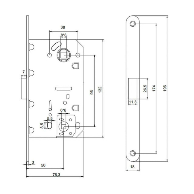 Защелка врезная Vela V1895-BL магнитная черный