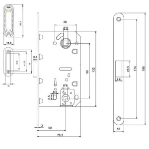 Защелка врезная Vela М196-SN магнитная матовый никель