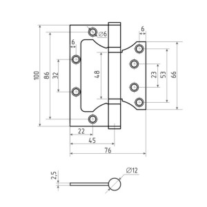Петля накладная Vela 100*75*2.5 мм 2BB-WH белый 2 шт