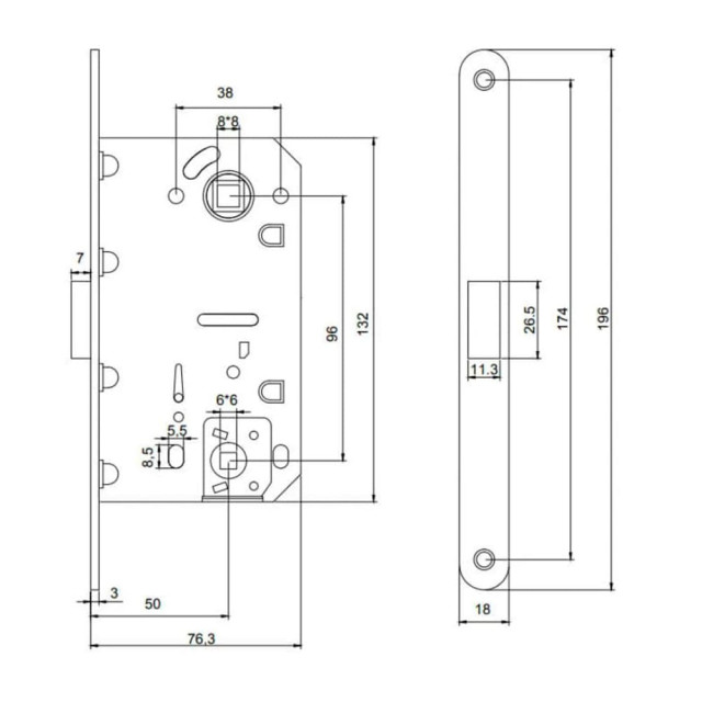 Защелка врезная Vela V1895-MSG магнитная матовое золото