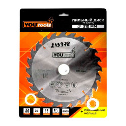 Диск пильный Yourtools Z24 по дереву 210/32 мм