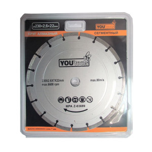 Круг алмазный отрезной Yourtools сегментный 230*22 мм