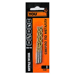 Сверло по металлу Yourtools HSS-TIN 3.0*33*61 мм 3 шт