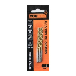 Сверло по металлу Yourtools 1.5*18х*40 мм цилиндрический хвостовик HSS-TIN 3 шт