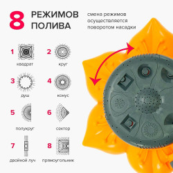 Распылитель для полива OKKO YM8111 цветок на платформе 8 функций