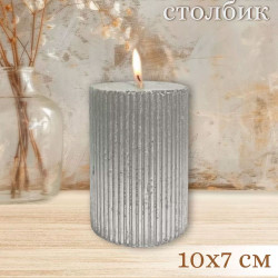 Свеча Art&Home Ribbed MUCJ710-Y столбик серебро 10*7 см