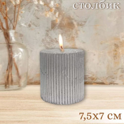 Свеча Art&Home Ribbed MUCJ775-Y столбик серебро 7.5*7 см