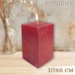 Свеча Art&Home Kub MUSJ6610-H столбик бордо 10*6 см
