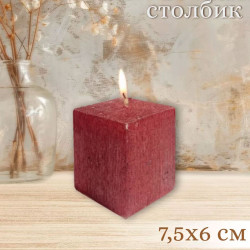 Свеча Art&Home Kub MUSJ6675-H столбик бордо 7.5*6 см