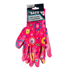 Перчатки садовые Sato Garden с прозрачным нитриловым покрытием размер M