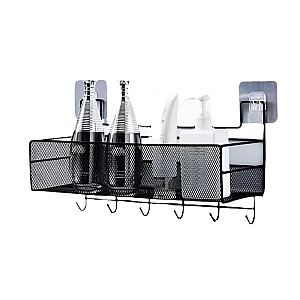 Полка для ванной Illu 240305-22A подвесная с крючками металл черная