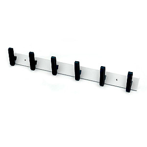 Вешалка HomeKo HR110 настенная 66*27.5*9 см 6 черных крючков черно-белая