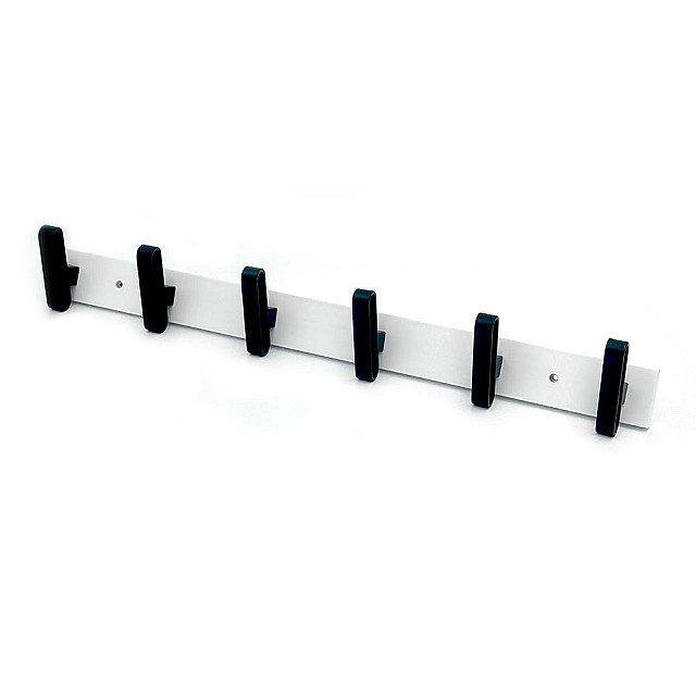 Вешалка HomeKo HR110 настенная 66*27.5*9 см 6 черных крючков черно-белая