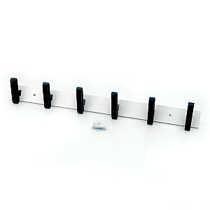 Вешалка HomeKo HR110 настенная 66*27.5*9 см 6 черных крючков черно-белая