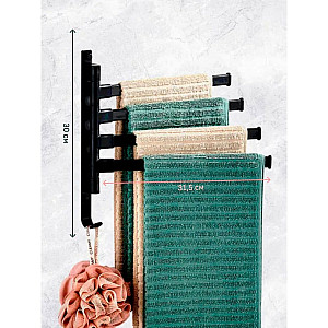 Держатель для полотенец Illu 4 штанги металл черный