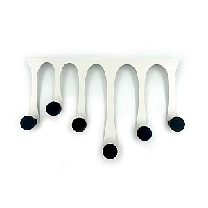 Вешалка HomeKo ATS-044 настенная 37*23*7 см 6 черных крючков черно-белая