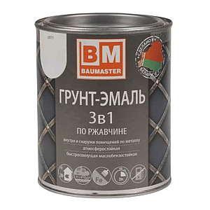 Грунт-эмаль BauMaster 3 в 1 по ржавчине белая 0.8 кг