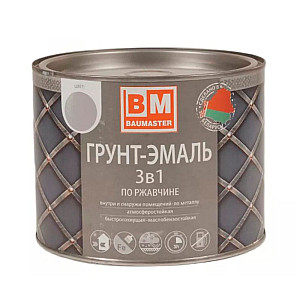 Грунт-эмаль BauMaster 3 в 1 по ржавчине светло-серая Ral 7004 1.6 кг