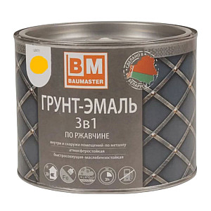 Грунт-эмаль BauMaster 3 в 1 по ржавчине желтая Ral 1003 1.6 кг