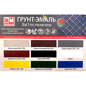 Грунт-эмаль BauMaster 3 в 1 по ржавчине желтая Ral 1003 1.6 кг