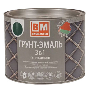 Грунт-эмаль BauMaster 3 в 1 по ржавчине зеленый мох Ral 6005 1.6 кг