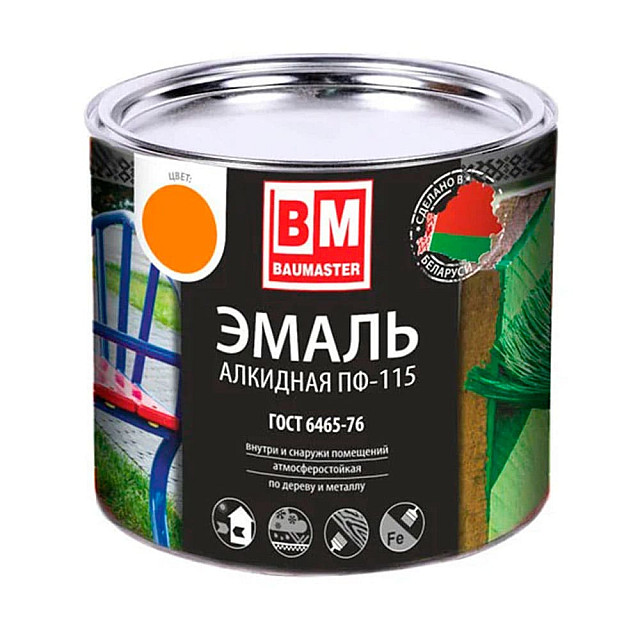 Эмаль BauMaster ПФ-115 желтая 1.8 кг
