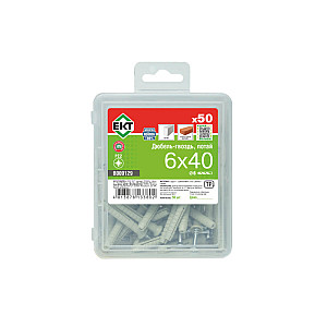 Дюбель быстрого монтажа ЕКТ B009129 6*40 мм с гвоздевым шурупом потай 50 шт