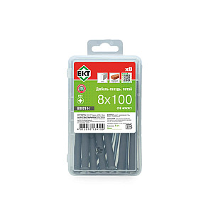 Дюбель быстрого монтажа ЕКТ B009144 8*100 мм с гвоздевым шурупом потай 8 шт