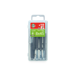 Дюбель быстрого монтажа ЕКТ B009149 8*45 мм с гвоздевым шурупом потай 10 шт