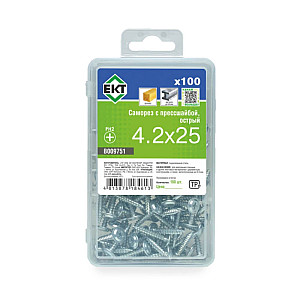 Саморез с прессшайбой 4.2*25 мм ЕКТ B009751 острый цинк 100 шт