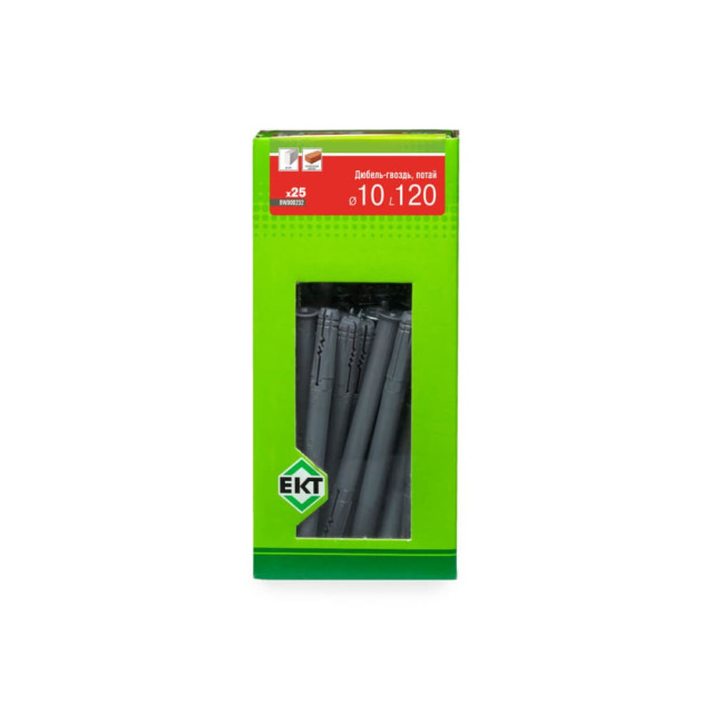 Дюбель быстрого монтажа ЕКТ BW000232 10*120 мм с гвоздевым шурупом потай полипропилен 25 шт