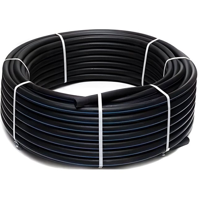 Труба напорная питьевая Акваком 00026726 ПЭ100 SDR 21 50*2.4 мм черная с синей полосой