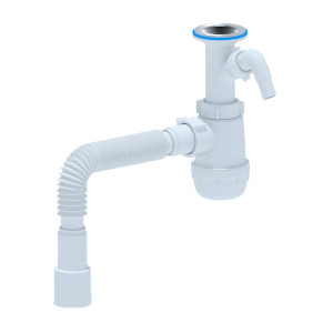 Сифон АНИ пласт А2015 для мойки бутылочный 1 1/2*40 с гофрой 40*40/50 мм с отводом для стиральной машины литой выпуск d70