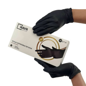 Перчатки одноразовые Navr 00078402 черные без пудры 50 пар размер М