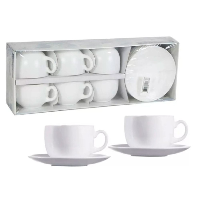 Набор чашек с блюдцами Luminarc Essense White P3380 код 157433 стеклокерамический 12 предметов Набор чашек с блюдцами Luminarc Essense White P3380 код 157433 стеклокерамический 12 предметов