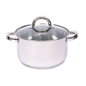 Кастрюля Fresca Greta GS-01211-16CA из нержавеющей стали со стеклянной крышкой 16 см 1.7 л