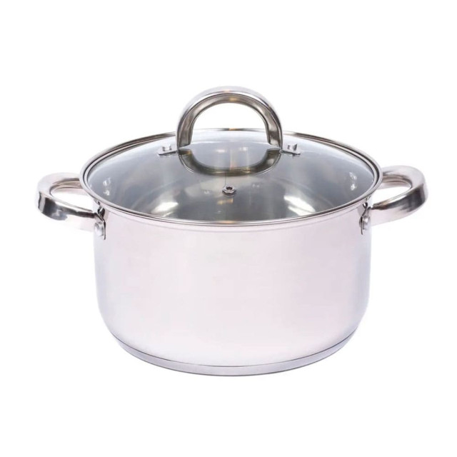 Кастрюля Fresca Greta GS-01211-20CA-2 код 200924 из нержавеющей стали со стеклянной крышкой 3.3 л