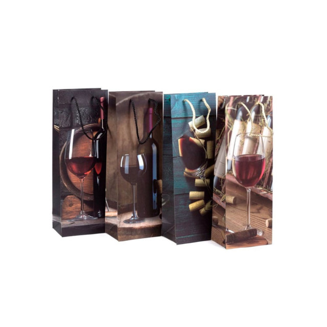 Пакет подарочный для бутылки PK15033 бумажный 12.5*36*8 см