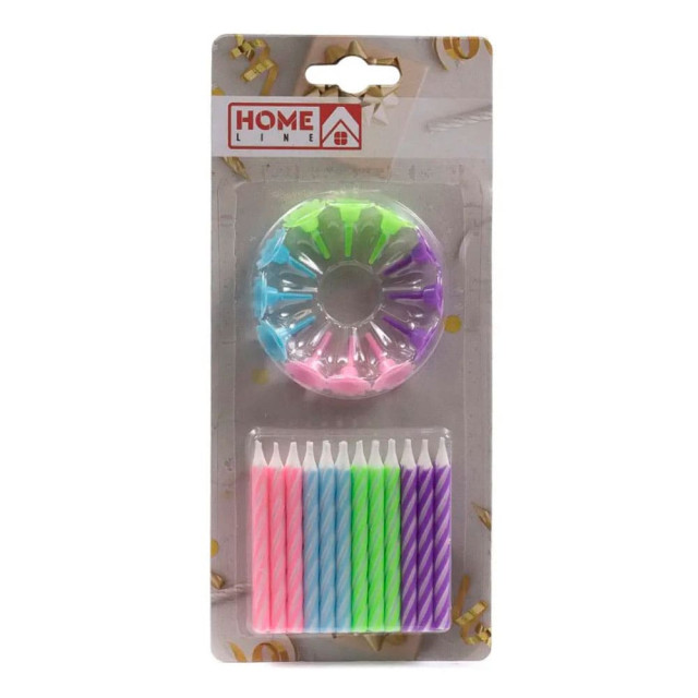 Набор свечей для торта Home Line JW2011C код 225736 с подставками 6 см 24 шт