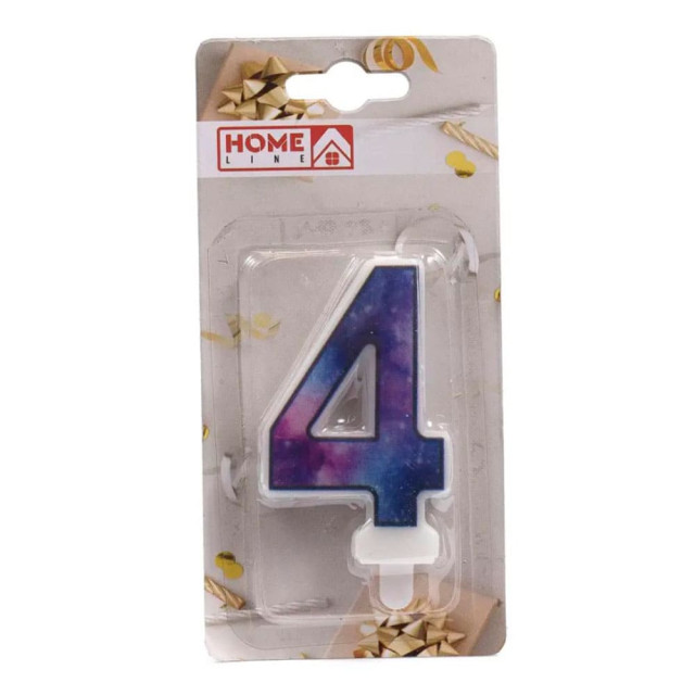 Свеча для торта Home Line Цифра 4 DM0016C-9/4 код 225897 4*5*7.5 см