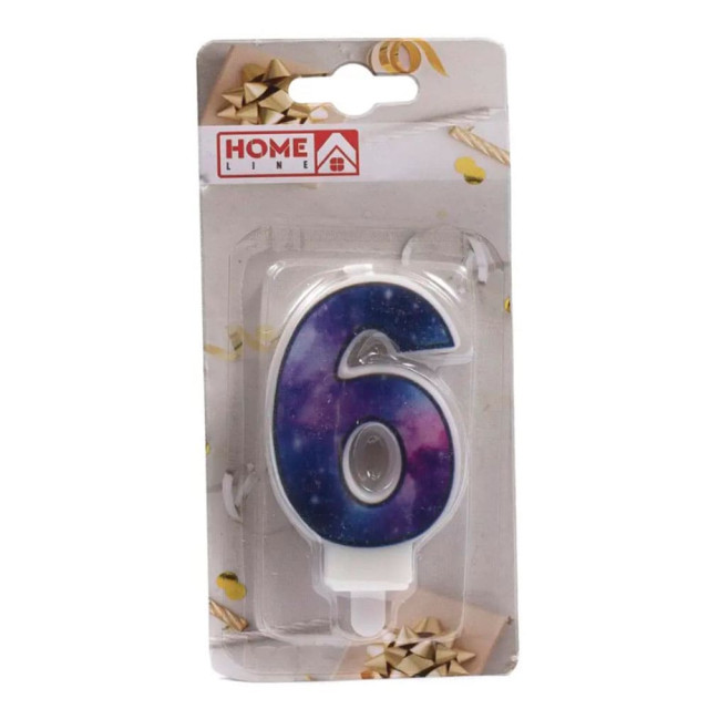 Свеча для торта Home Line Цифра 6 DM0016C-9/6 код 225910 4.5*7.5 см