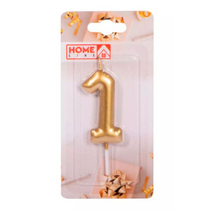 Свеча для торта Home Line Golden glance Цифра 1 DY0016-2/1 код 247509 3*6 см