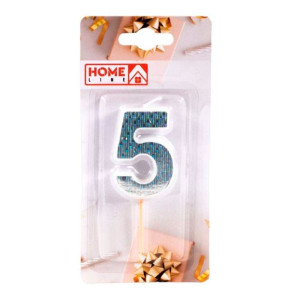 Свеча для торта Home Line Цифра 5 DY0010-7/5 код 254385 3*5 см