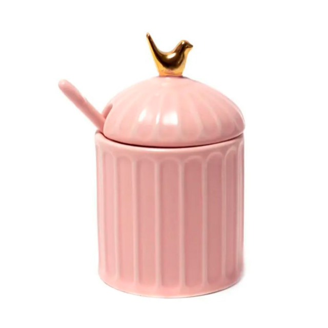 Сахарница Bird Z11426-PINK код 258109 керамическая с ложкой 11 см