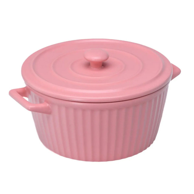 Форма для выпекания Z11137-M.Pink керамическая с крышкой и ручками 22 см