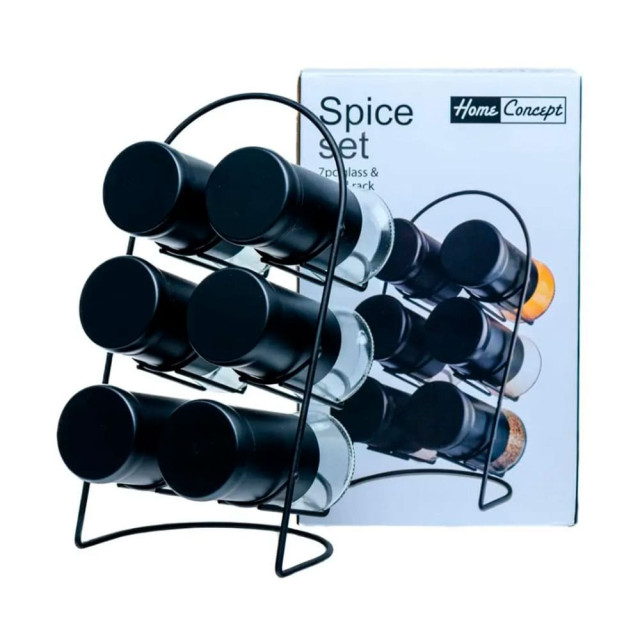 Набор банок для специй 52124C код 270767 стеклянных на металлической подставке 100 мл 6 шт