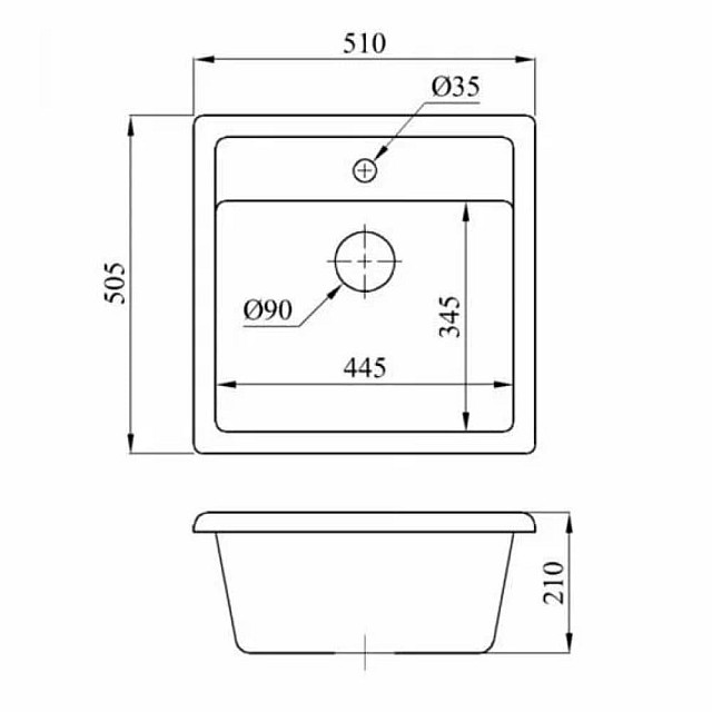 Мойка кухонная AV Engineering AV505515SBKA Star черный из искусственного камня 510*505 мм