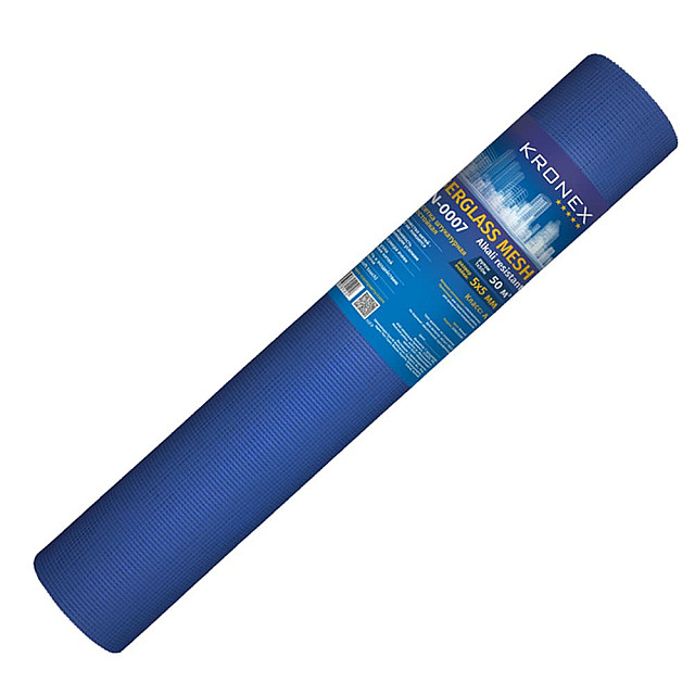 Стеклосетка штукатурная Kronex ССШ-160 5*5 мм разрыв 2200 1*50 м синяя