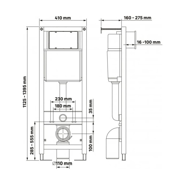Унитаз подвесной с инсталляцией Berges Tornas Rimless + Atom 410 / АТ-043333 с черной кнопкой Atom Line Soft Touch